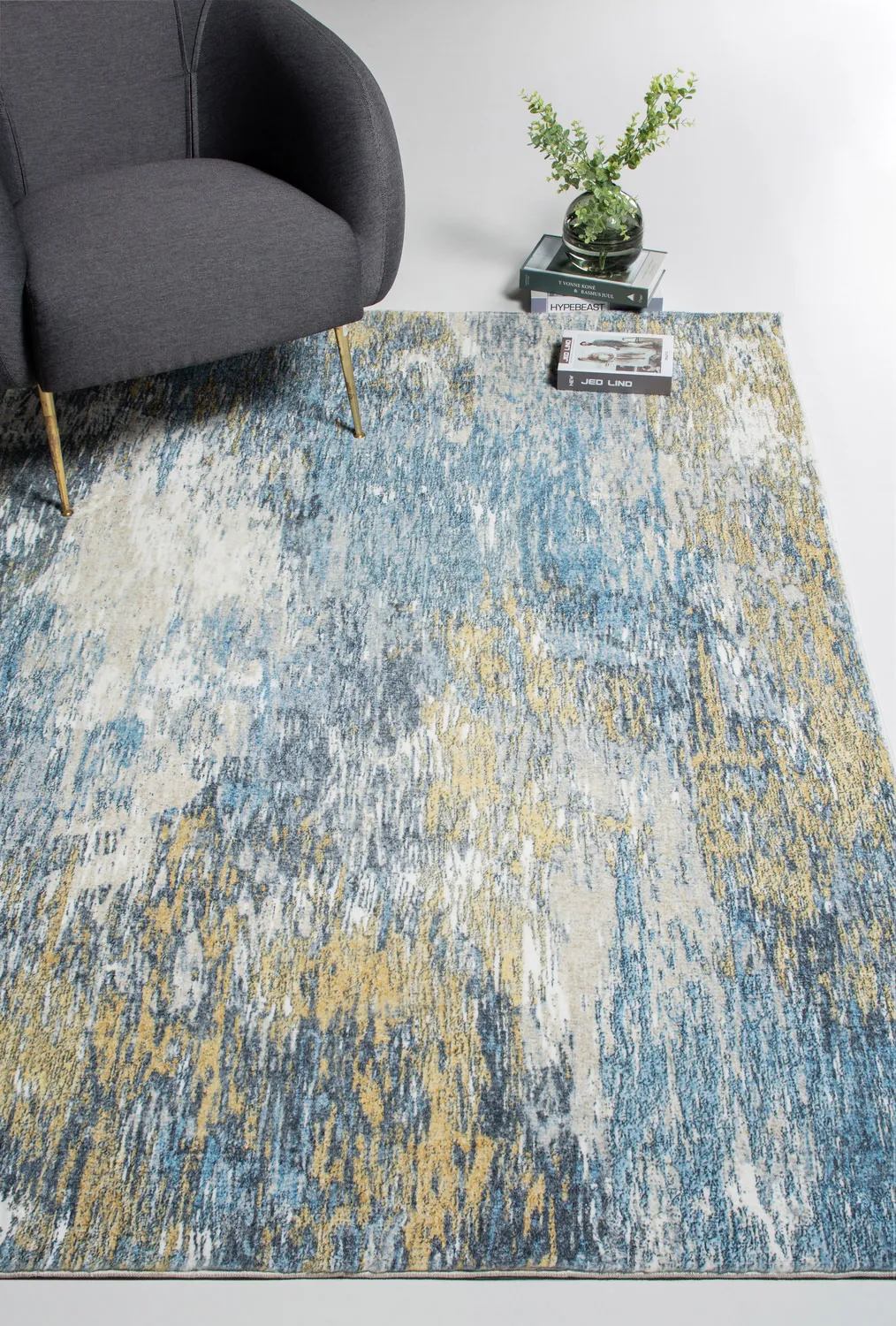 Roxy Blue Gold Mirage Area Rug - 5 0  X 7 6 