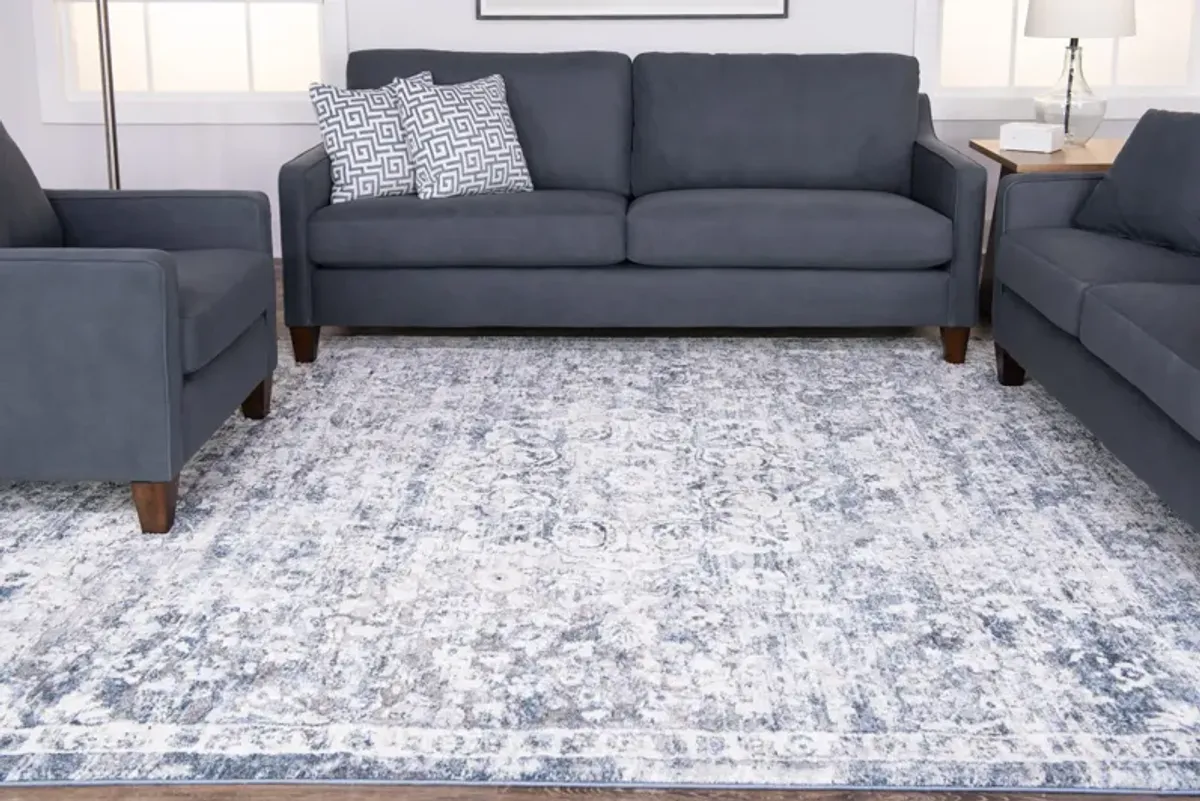 Theory Ivory Blue Area Rug - 5 3  X 7 8  