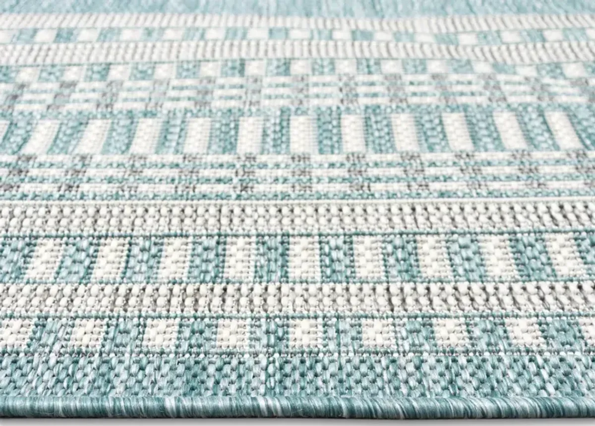 Malibu Etched Aqua 5 3  X 7 6  Outdoor Rug