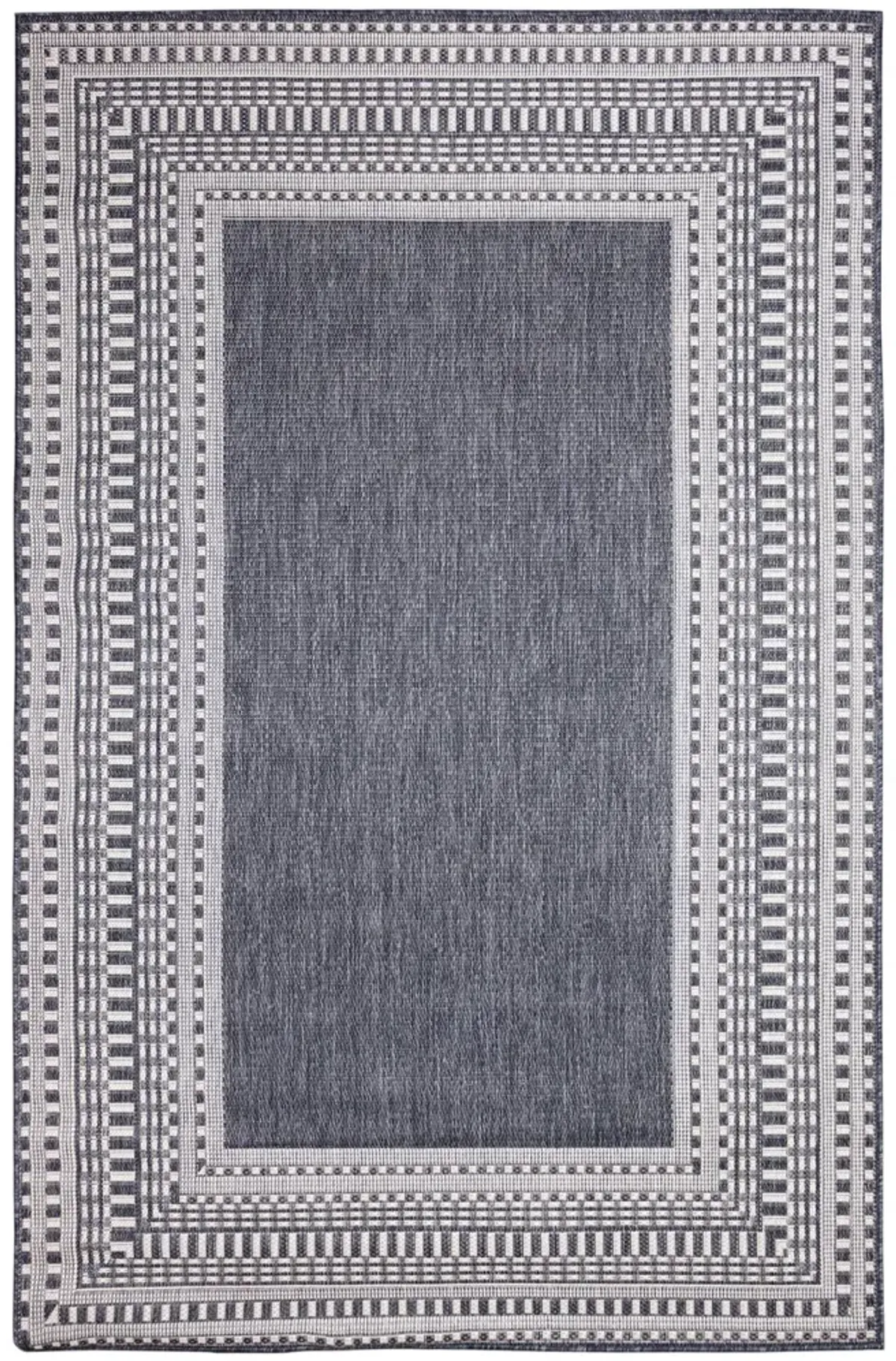 Malibu Etched Border Navy 5 7  x 7 6  Area Rug