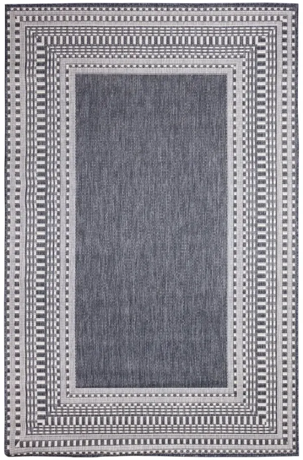 Malibu Etched Border Navy 5 7  x 7 6  Area Rug