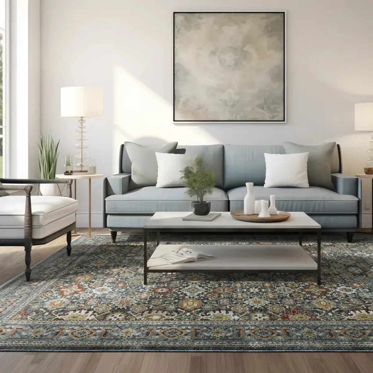 Aberdeen Blue Multi Area Rug - 5 3  x 7 6 