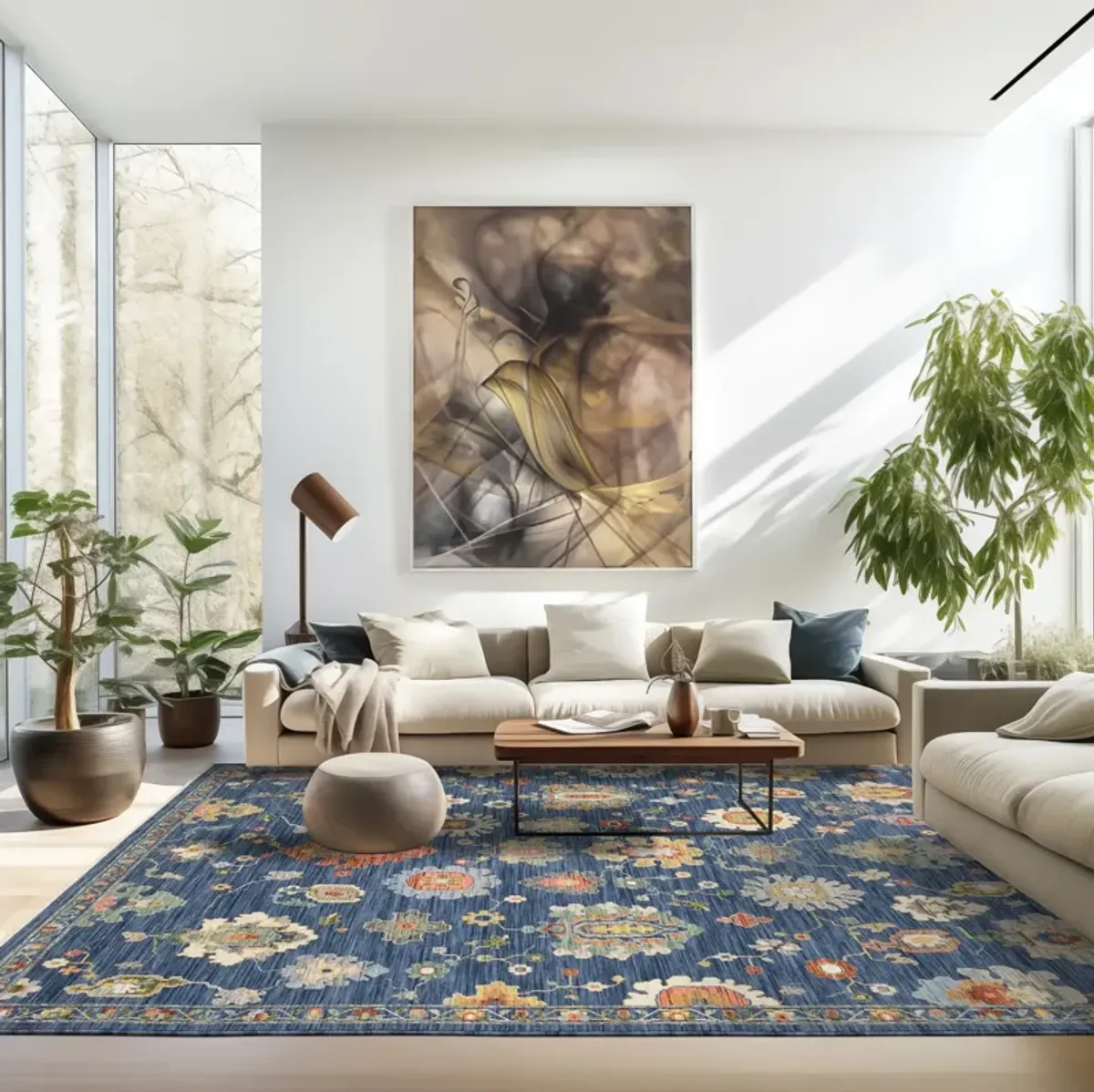 Lucca Cobalt Multi Area Rug - 5 3  X 7 6 