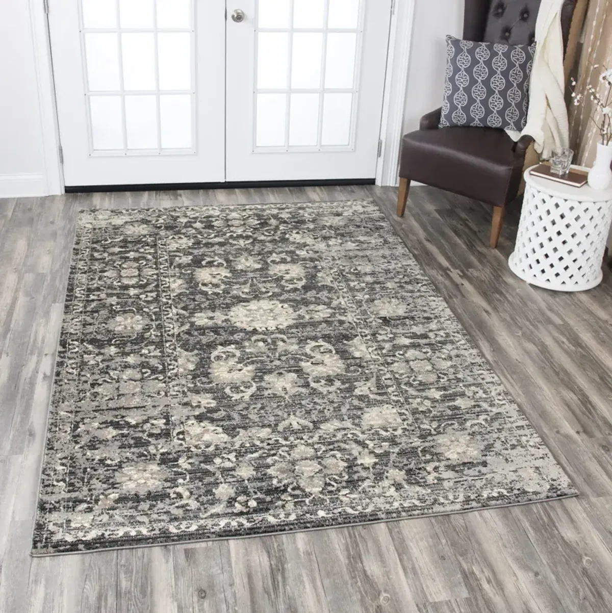 Panache Grey Border Area Rug - 6 7  X 9 6 