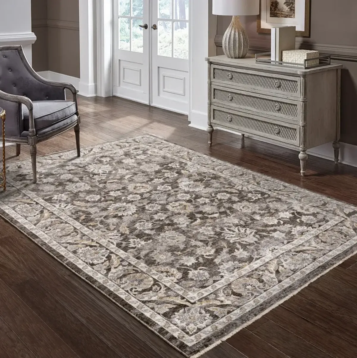 Maharaja Ash Area Rug - 6 7  X 9 6 