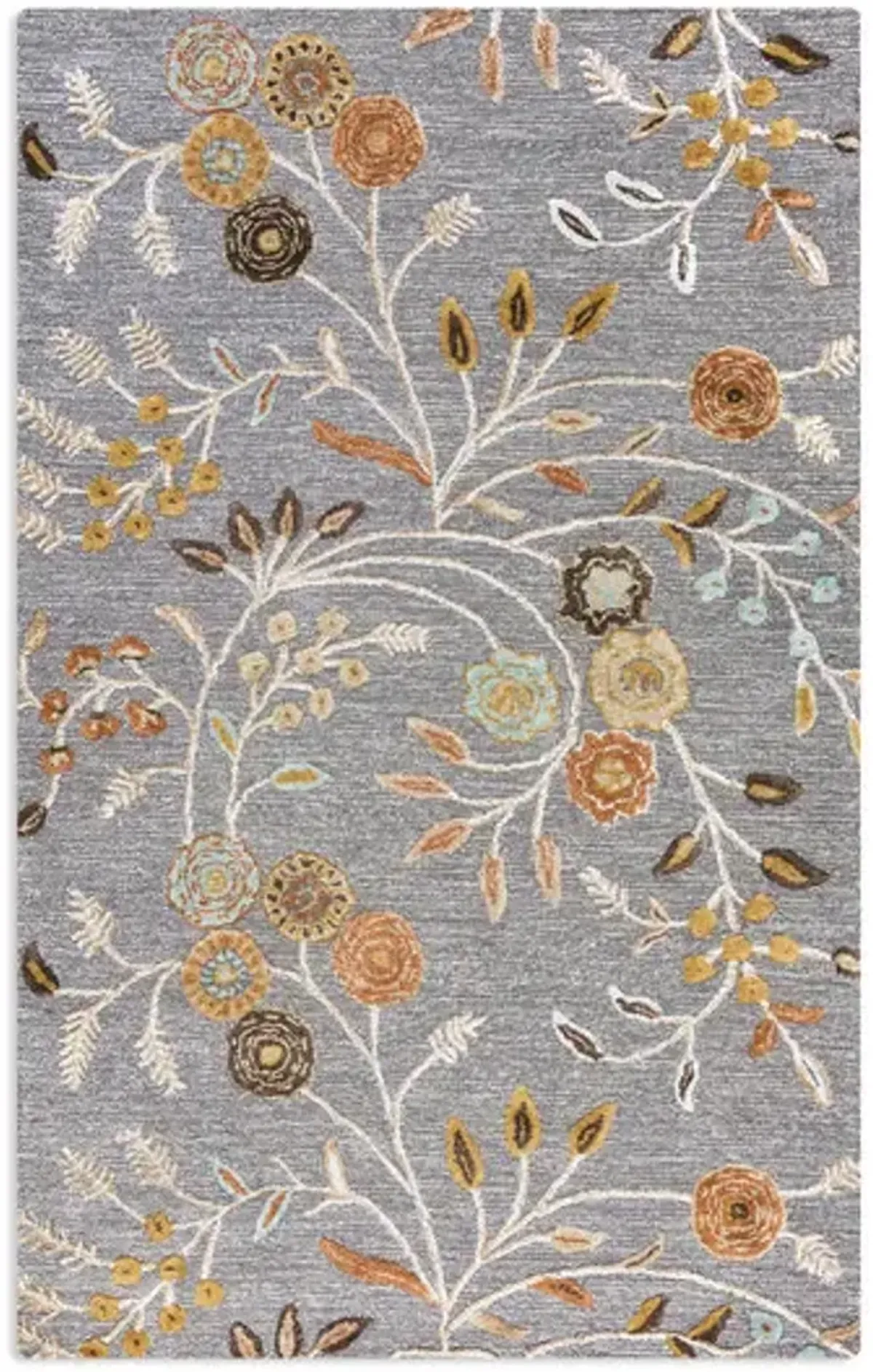 Montane Grey Floral Area Rug