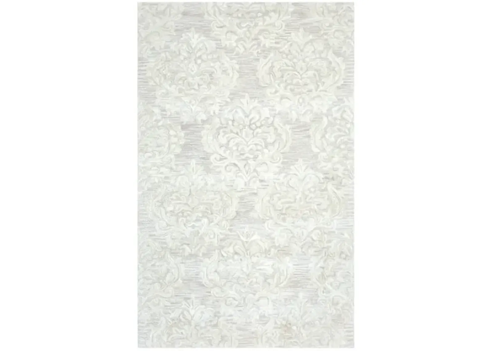 Montane White Damask Area Rug