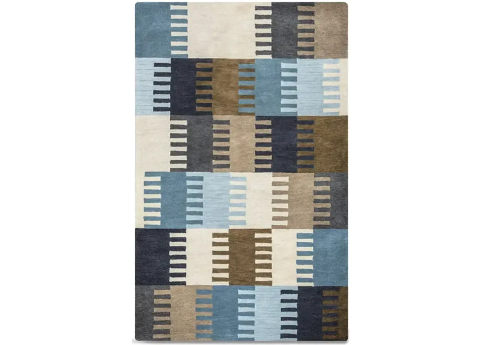 Montane Blue Brown Blocks Area Rug - 6 0  X 9 0 