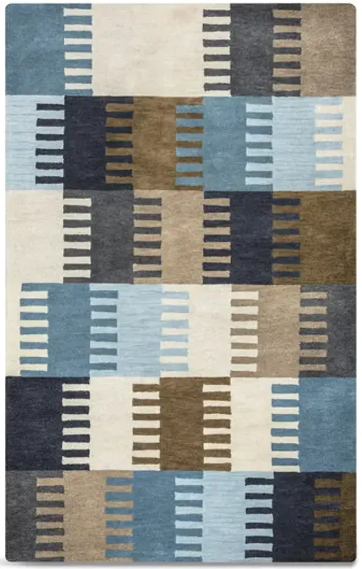 Montane Blue Brown Blocks Area Rug - 6 0  X 9 0 