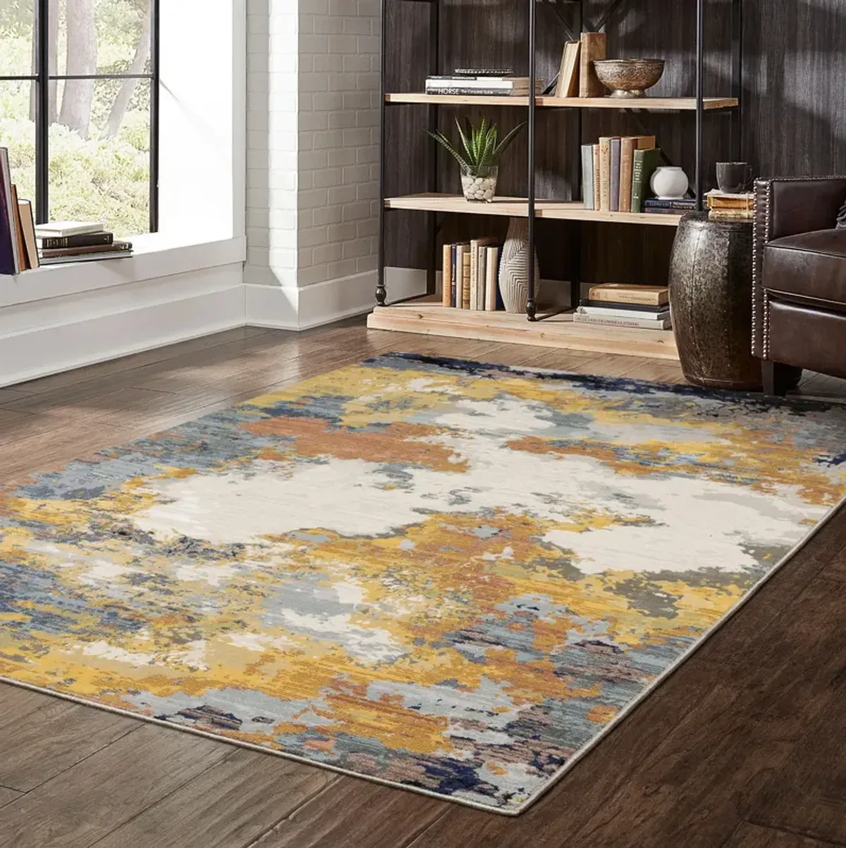 Caravan Gold Abstract Area Rug - 5 3  X 9 6 