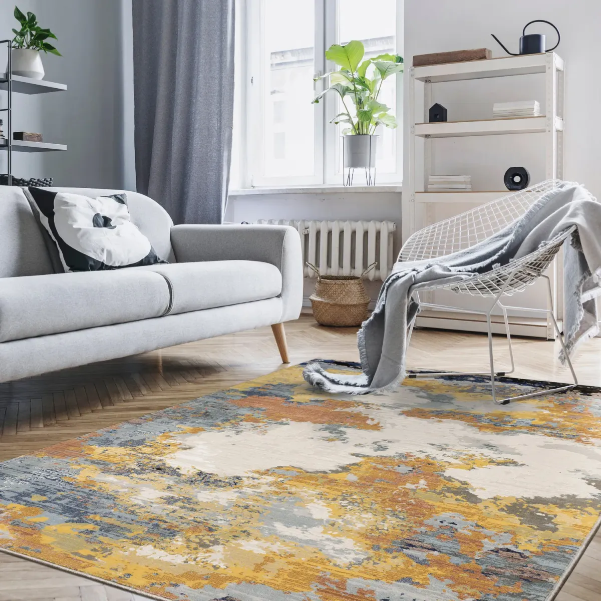 Caravan Gold Abstract Area Rug - 5 3  X 9 6 