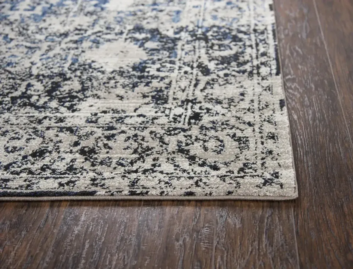 Panache Taupe Blue Area Rug - 6 7  X 9 6 