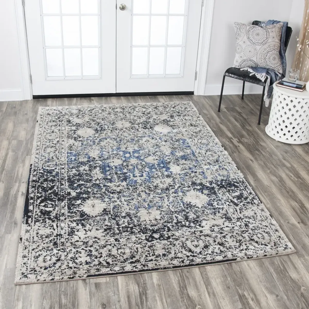 Panache Taupe Blue Area Rug - 6 7  X 9 6 