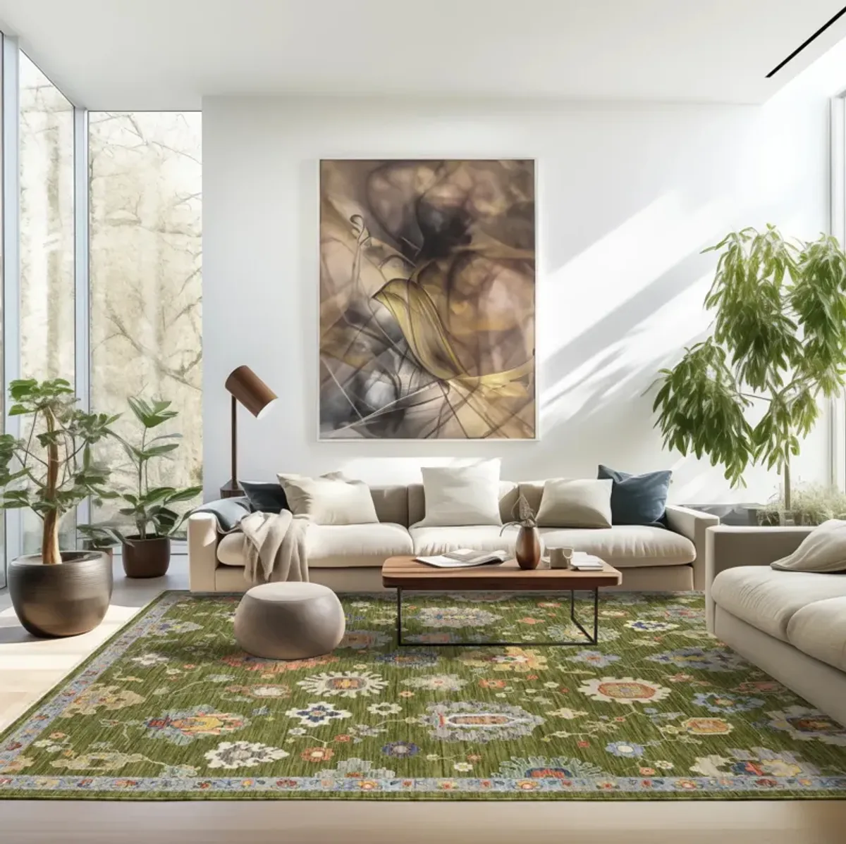 Lucca Spruce Multi Area Rug - 6 7  X 9 6 