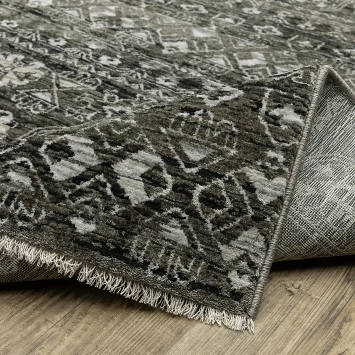 Chamberlain Grey Black Area Rug - 6 7  X 9 6 