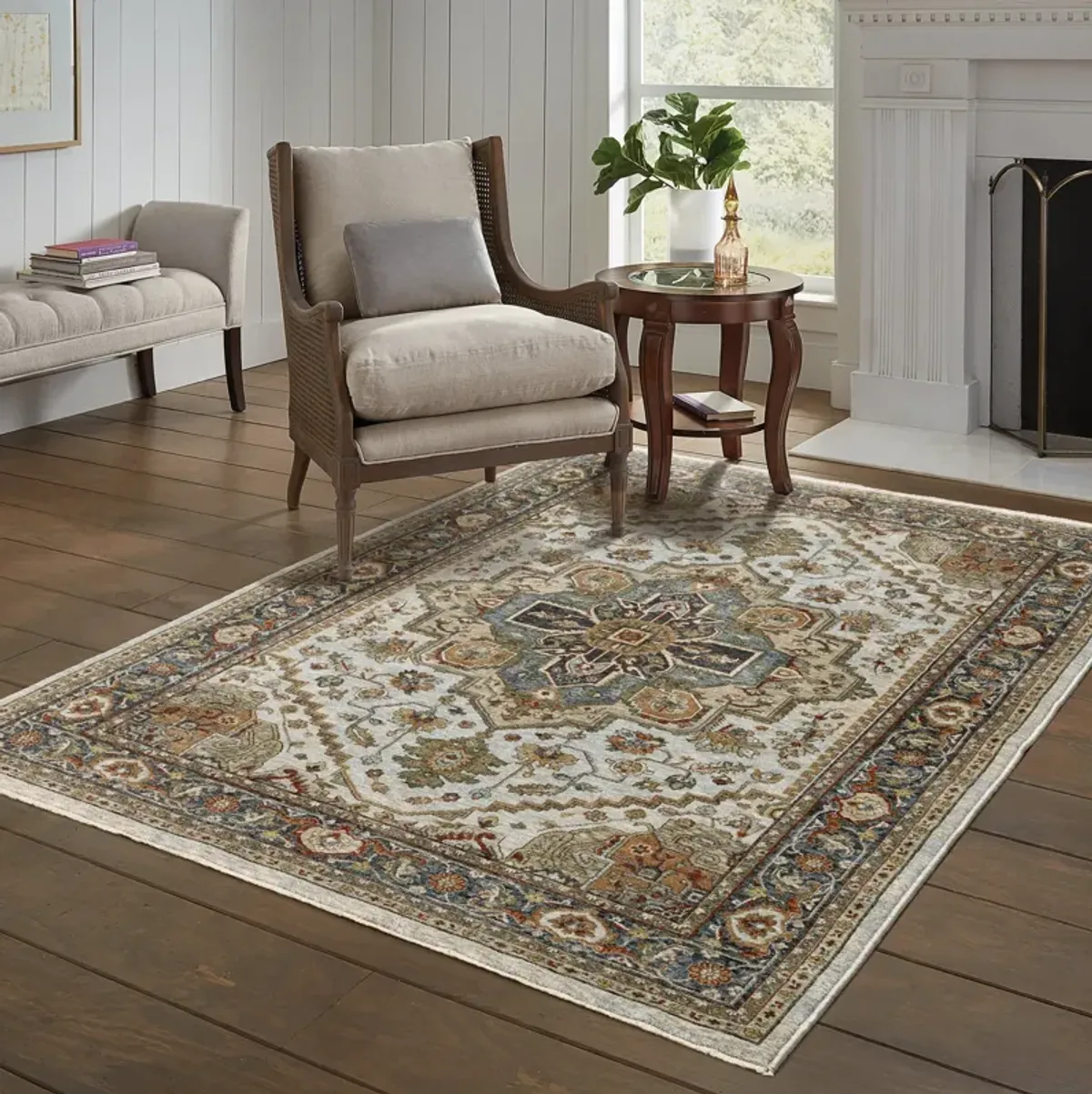 Aberdeen Medallion Ivory Area Rug - 6 7  X 9 6 