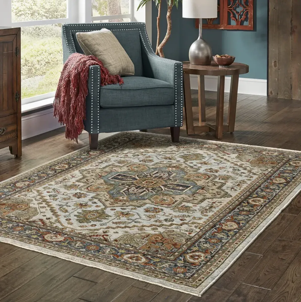 Aberdeen Medallion Ivory Area Rug - 6 7  X 9 6 