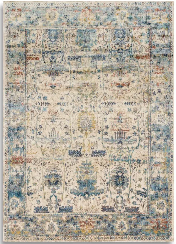 Anastasia Sand Light Blue Area Rug - 7 10  Round