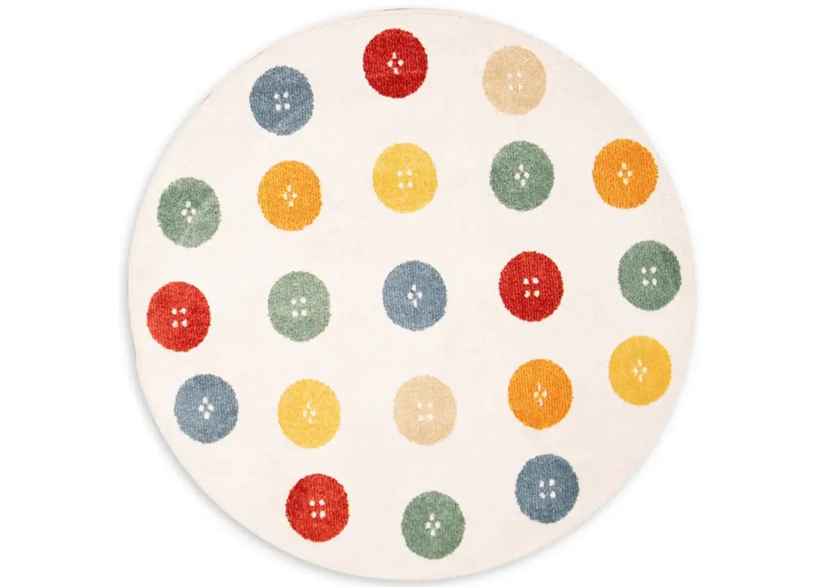 Buttons White - 4 4  x 4 4  Round Area Rug