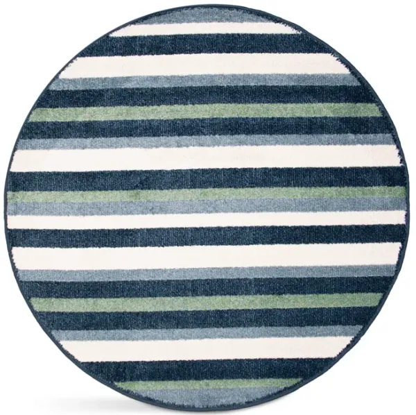Canopy Stripe Blue - 4 0  Round Area Rug