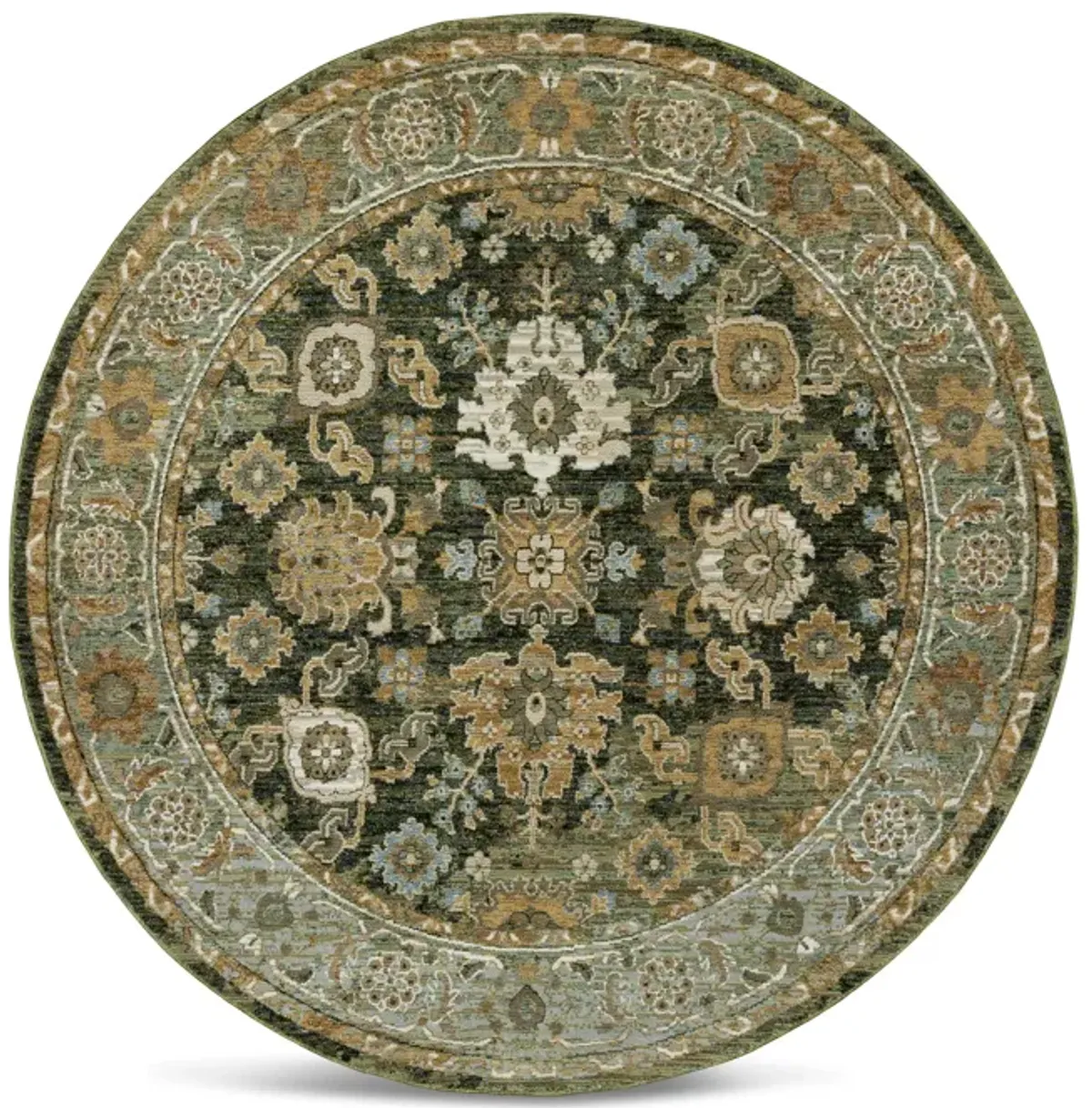 Andorra Green Gold Area Rug - 7 10  Round