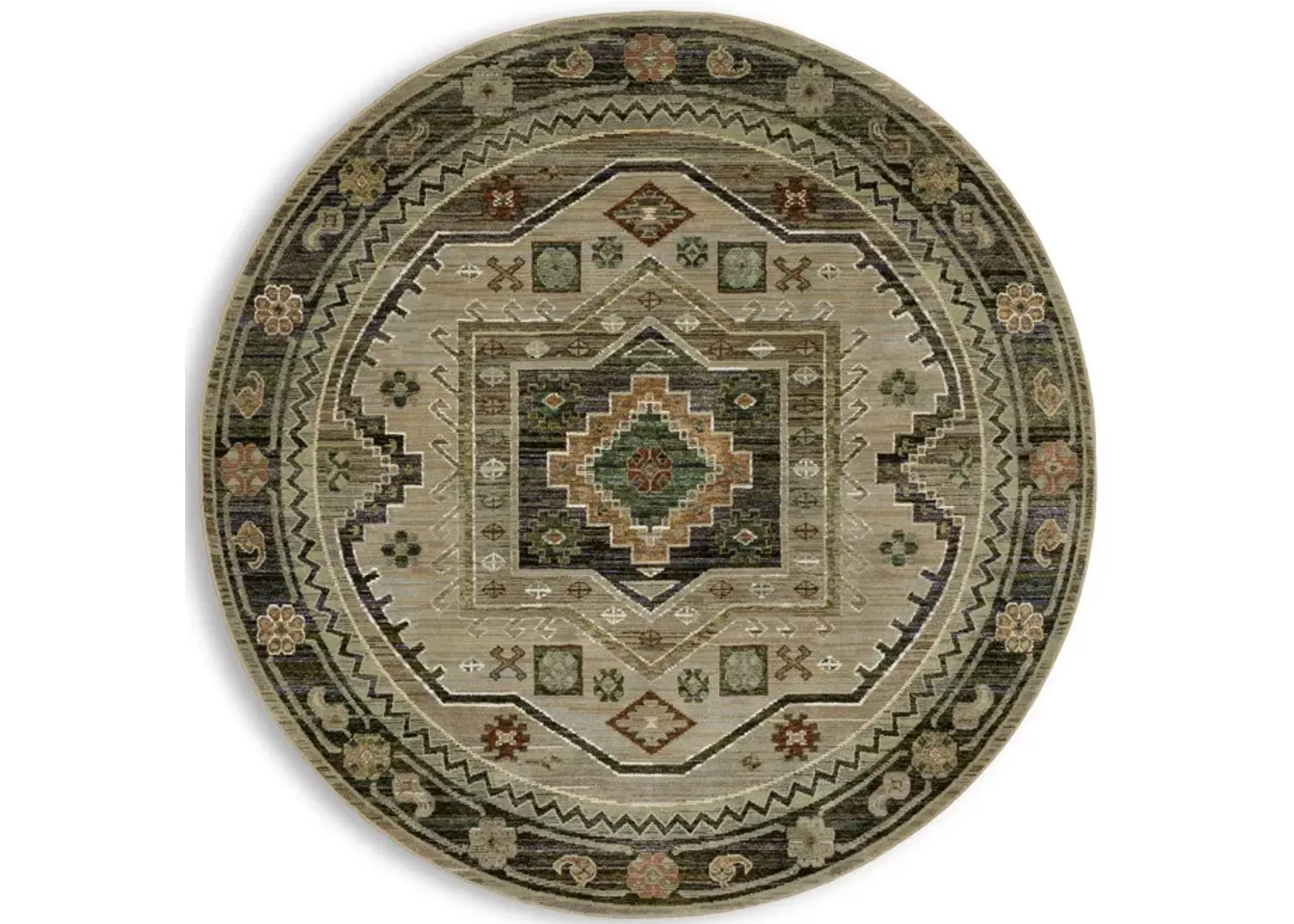 Andorra Sage Brown - 7 10  x 7 10  Round Area Rug