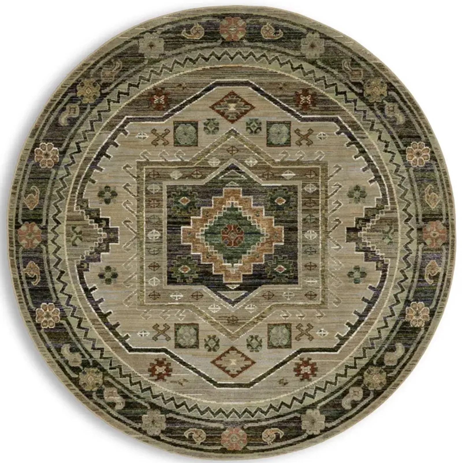 Andorra Sage Brown - 7 10  x 7 10  Round Area Rug