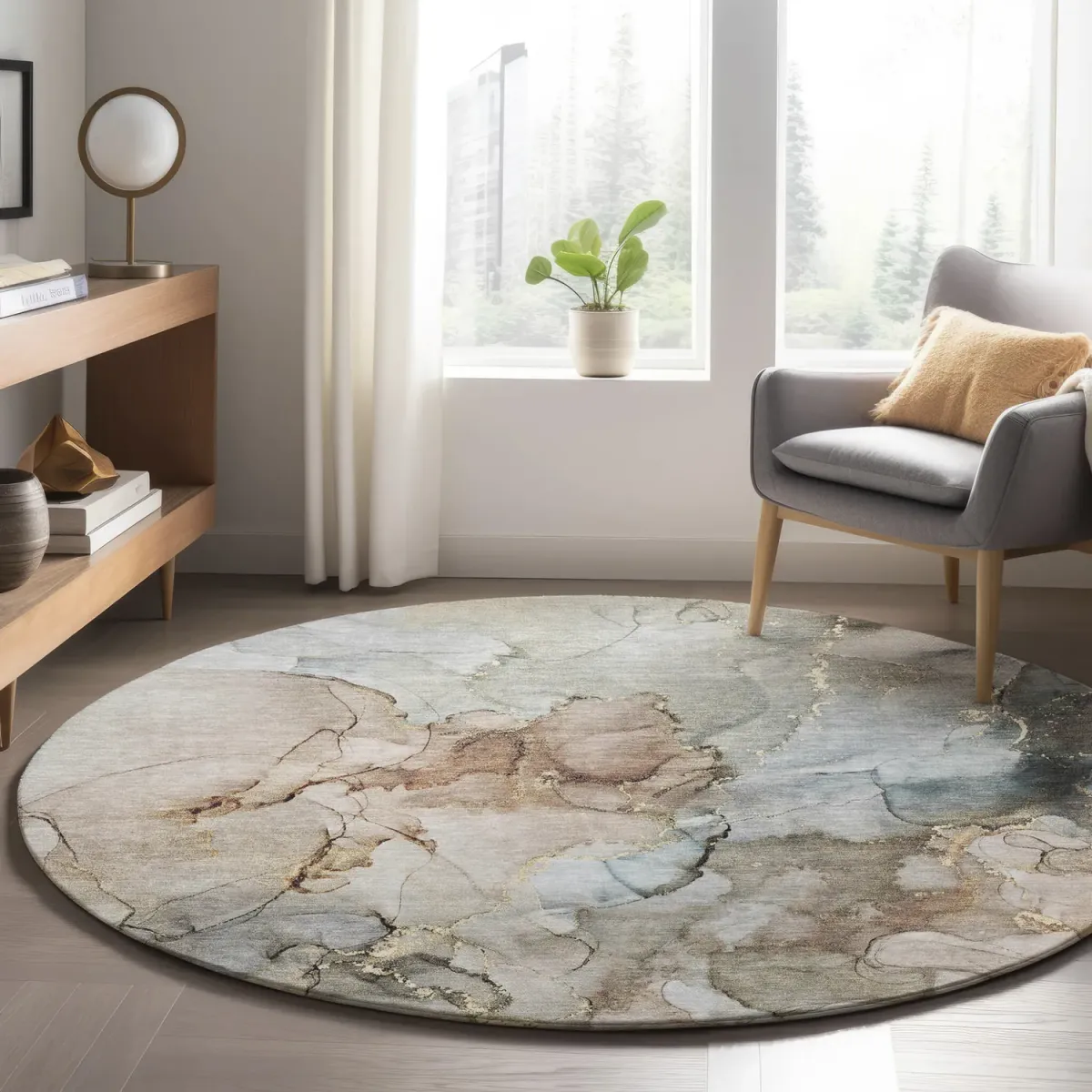 Odyssey Tan Area Rug - 8 0  X 8 0  Round