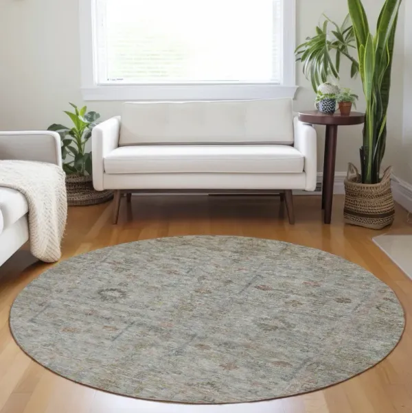 Ravenna Taupe Washable Area Rug - 8 0  Round