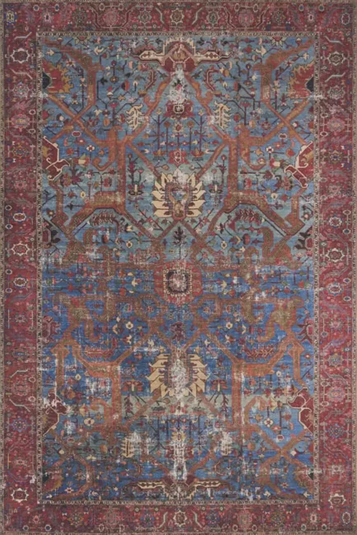 Loren Blue Red Area Rug - 7 6  X 9 6 