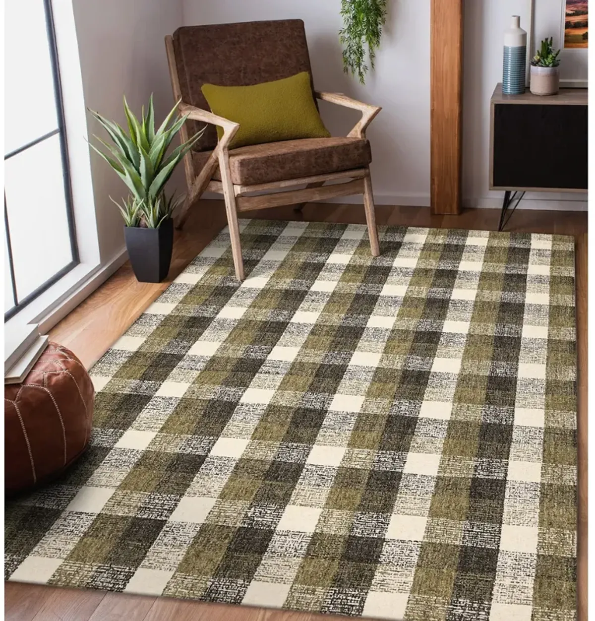 Tartan Khaki Area Rug - 8 0  X 10 0 