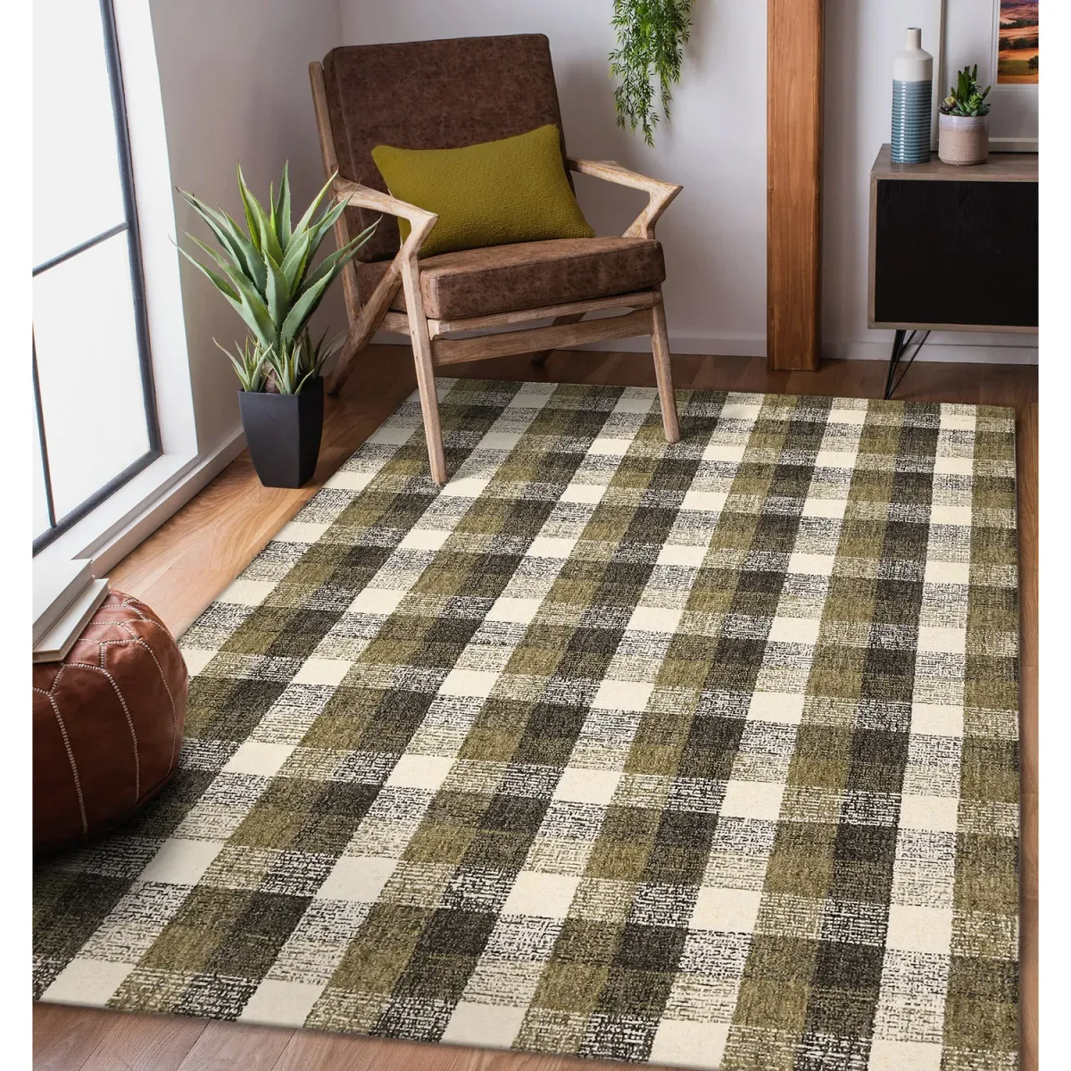 Tartan Khaki Area Rug - 8 0  X 10 0 