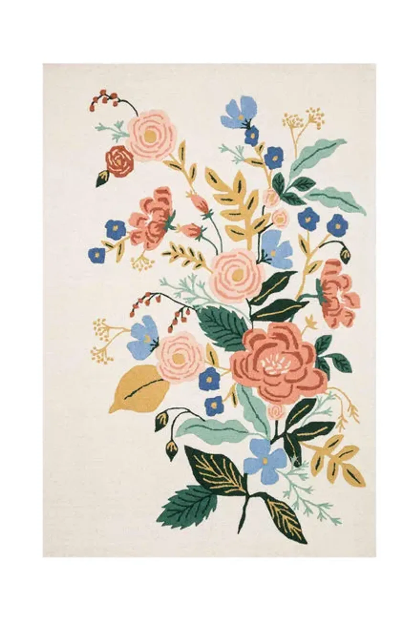 Rifle Paper Les Fleurs Ivory Area Rug - 2 6  X 7 6 