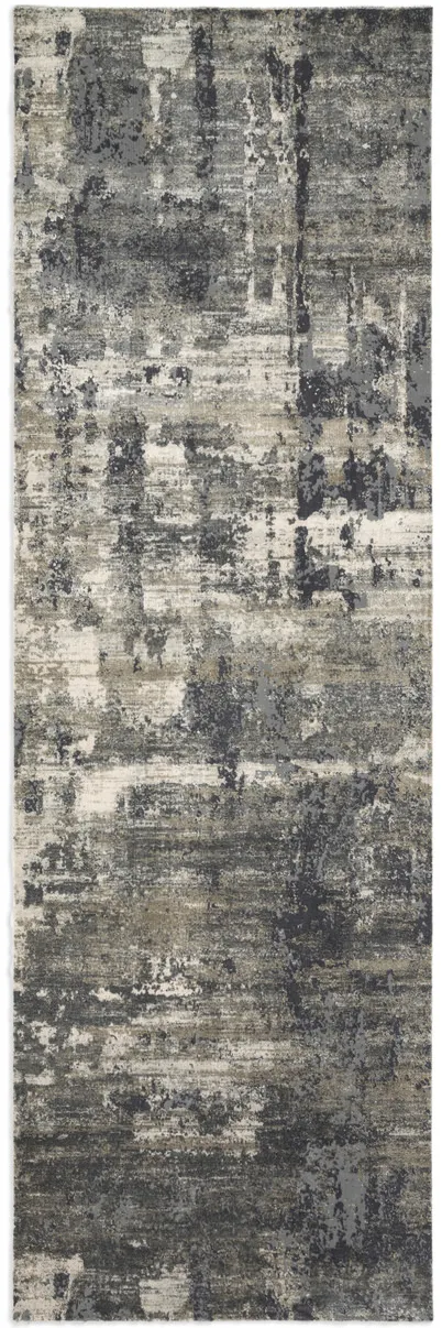 Cascade Ivory Charcoal Area Rug - 2 7  X 8 0 