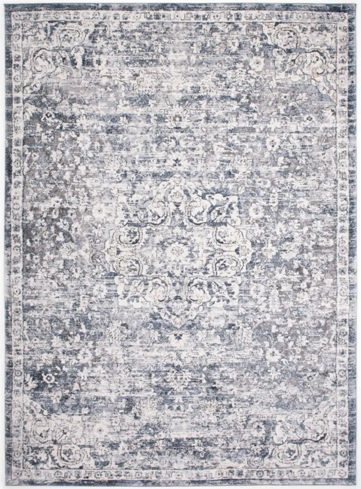 Theory Ivory Blue Area Rug - 2 7  X 4 0  