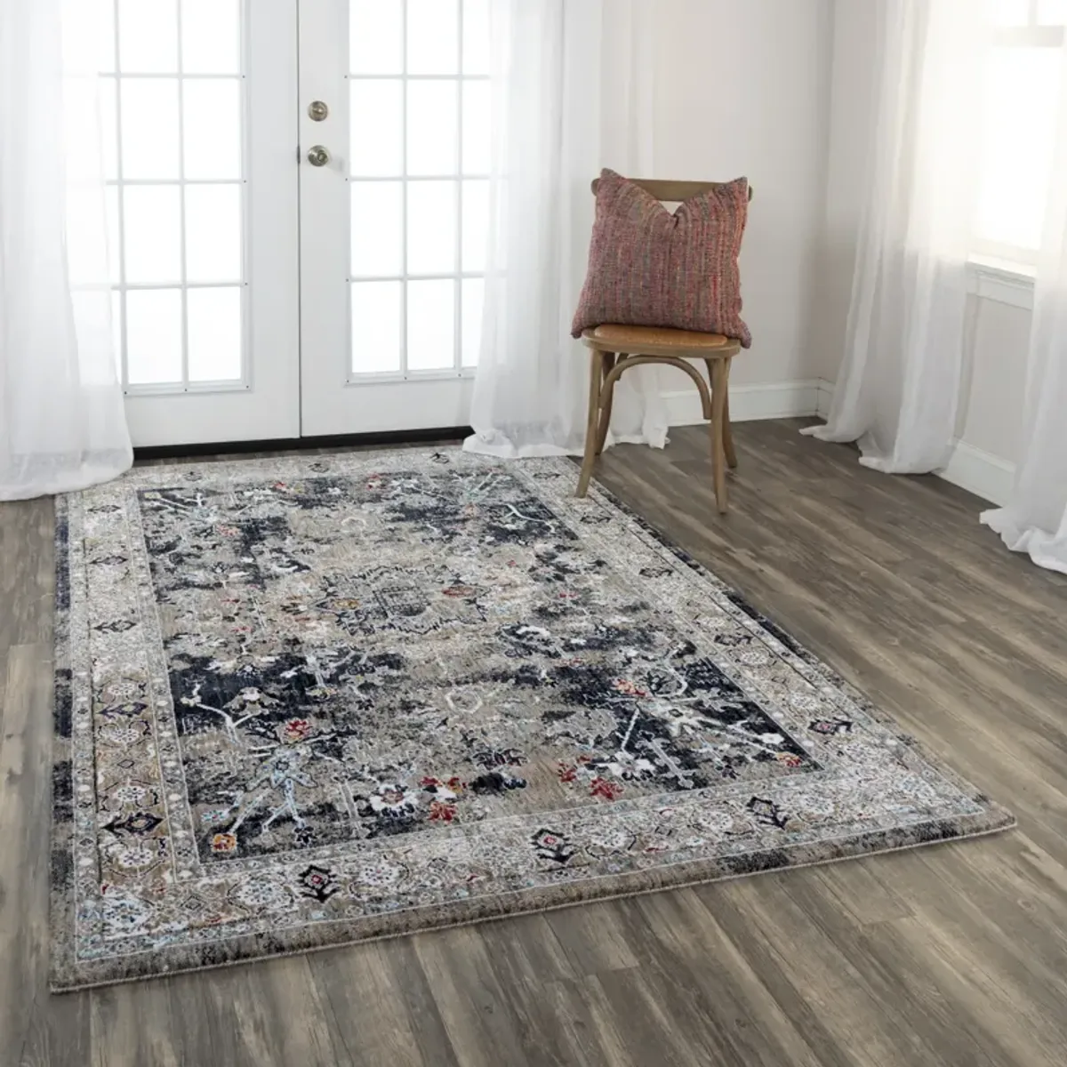 Rohan Signature Medallion Latte Charcoal 2 6  x 8 0  Area Rug