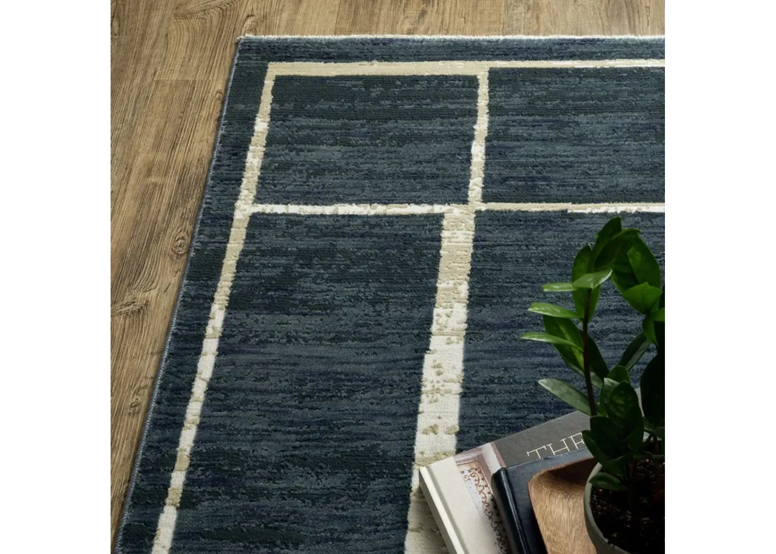 Reed Blue Ivory 2 3  X 7 6  Area Rug