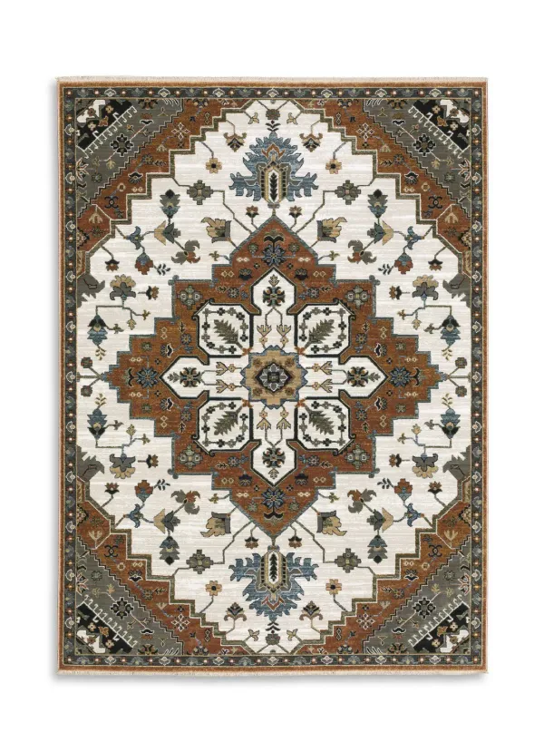 Keira Rust Ivory Area Rug - 2 3  X 7 6 