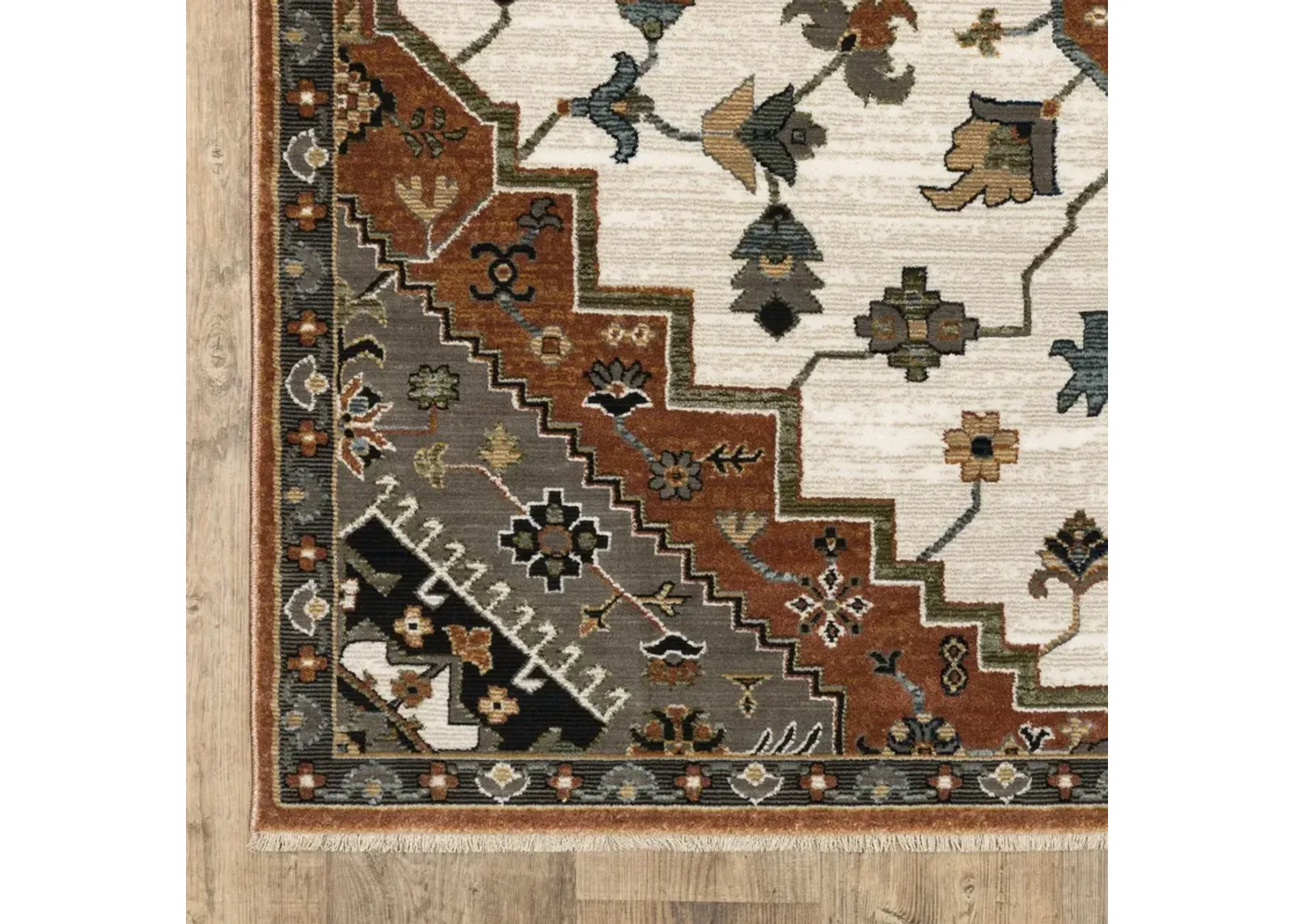 Keira Rust Ivory Area Rug - 2 3  X 7 6 