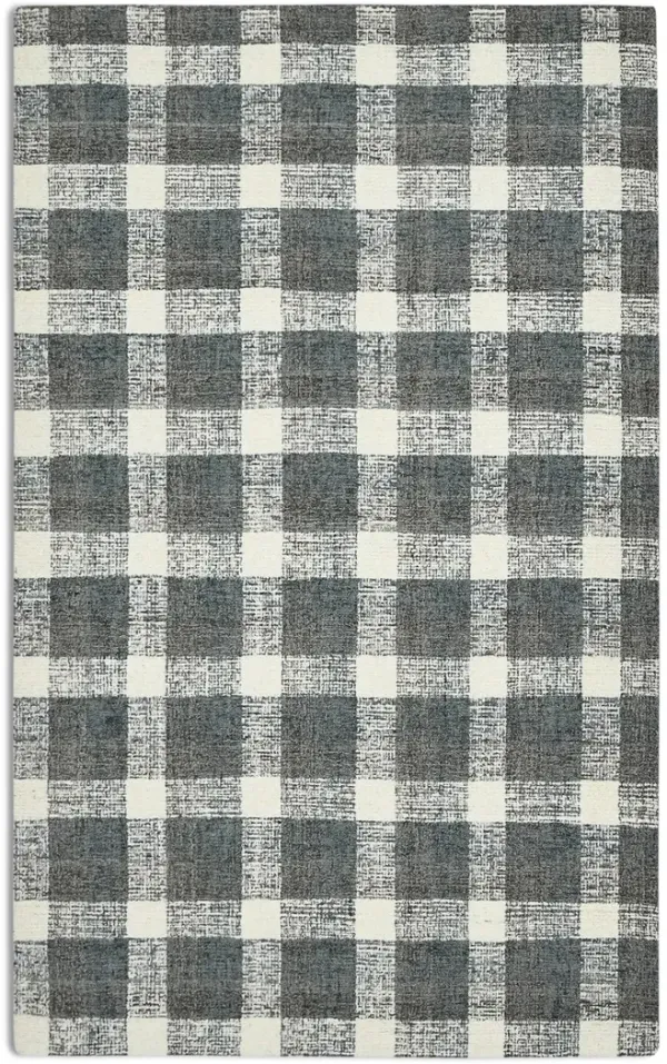 Tartan Dark Gray Area Rug - 9 0  X 13 0 