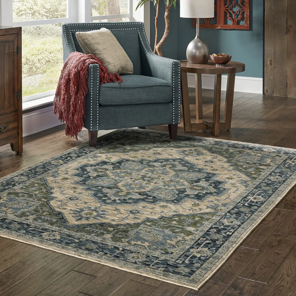 Aberdeen Medallion Blue Area Rug - 9 10  x 12 10  