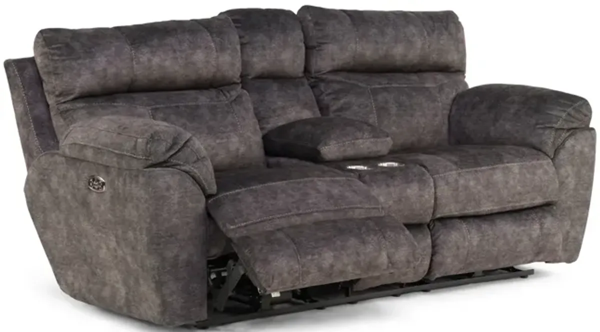 Verde Power Reclining Loveseat With Console - Smoke