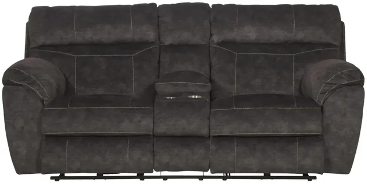 Verde Power Reclining Loveseat With Console - Smoke