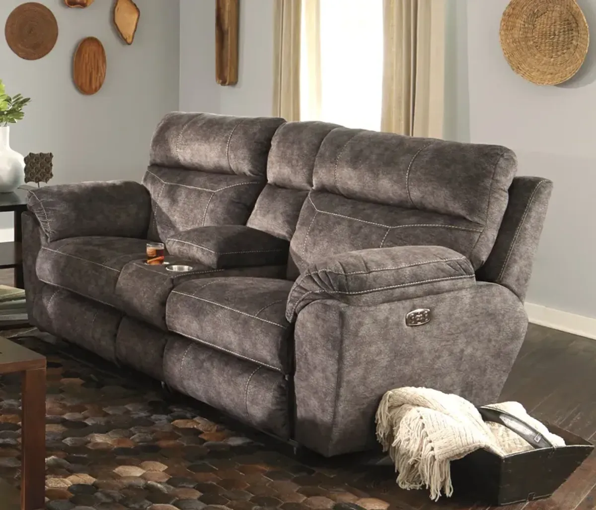 Verde Power Reclining Loveseat With Console - Smoke