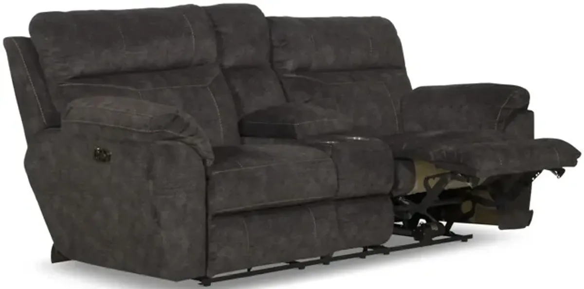 Verde Power Reclining Loveseat With Console - Smoke