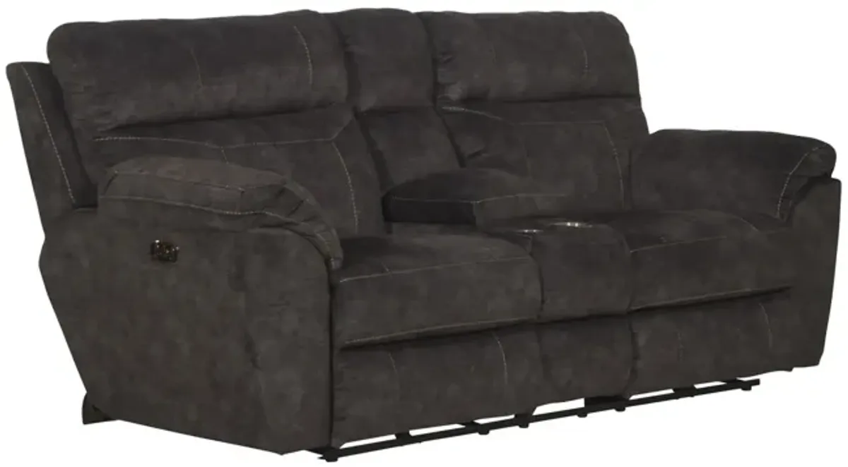 Verde Power Reclining Loveseat With Console - Smoke