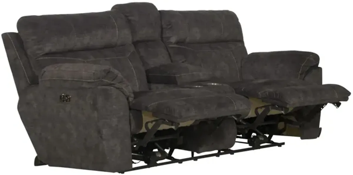 Verde Power Reclining Loveseat With Console - Smoke