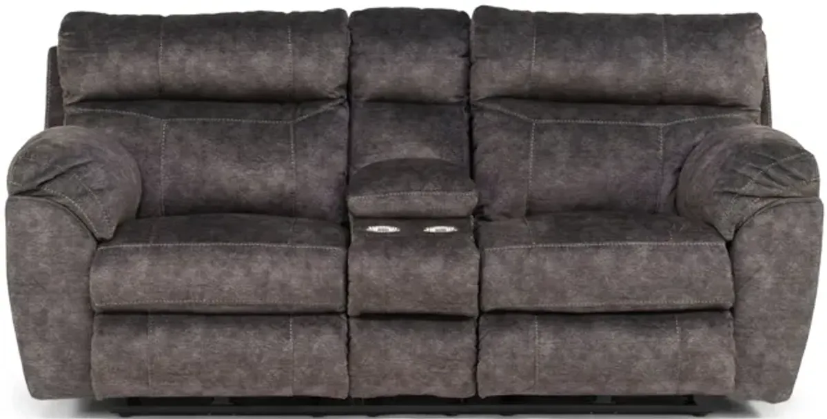 Verde Power Reclining Loveseat With Console - Smoke