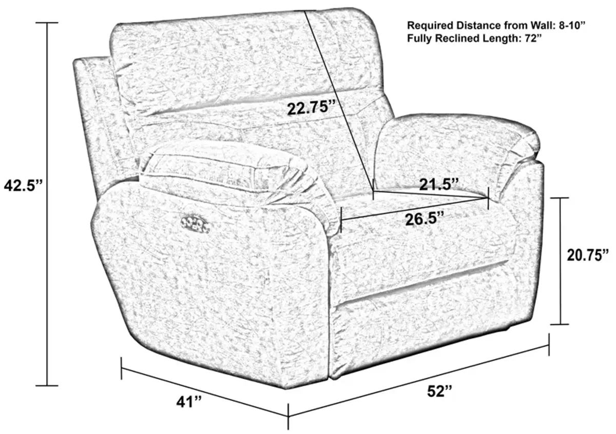 Verde Lay Flat Power Recliner - Smoke