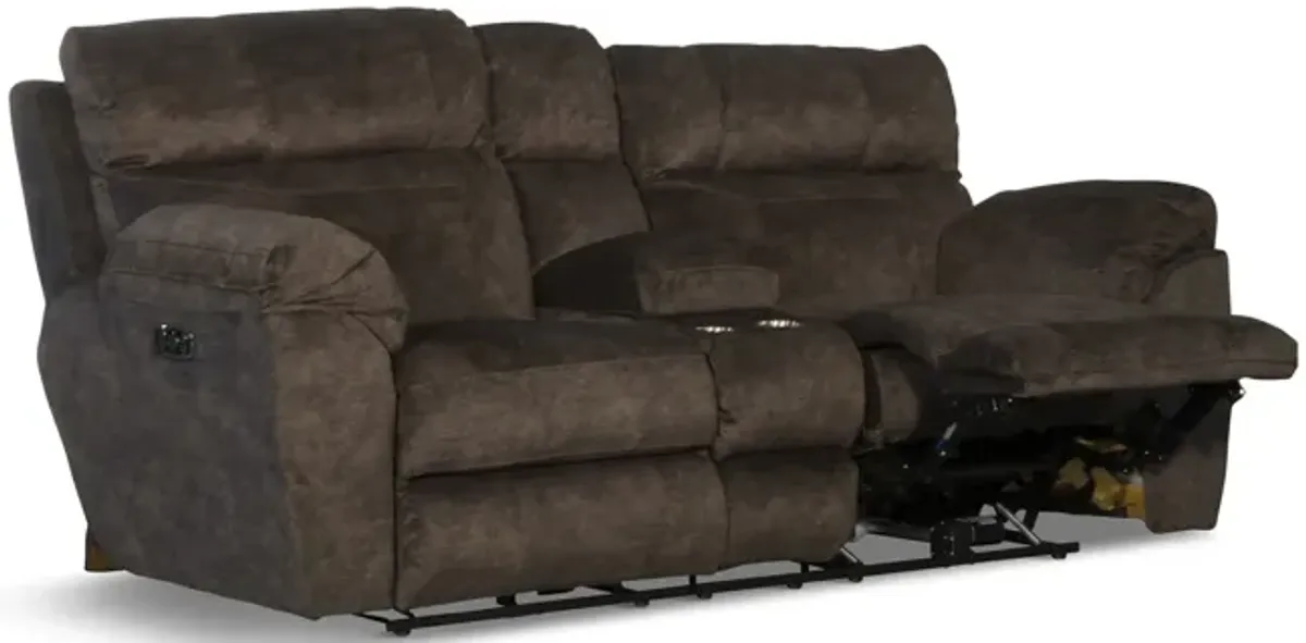 Verde Power Reclining Loveseat with Console - Mocha